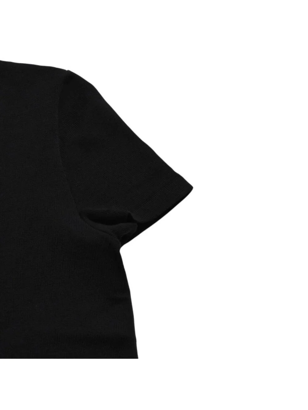 Chanel Knit Short Sleeve Top T-Shirt CC Logo Cotton Black Sweater
